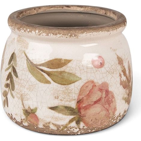 Pot de fleurs intérieur céramique beige rose 10x12x12cm (1/4)