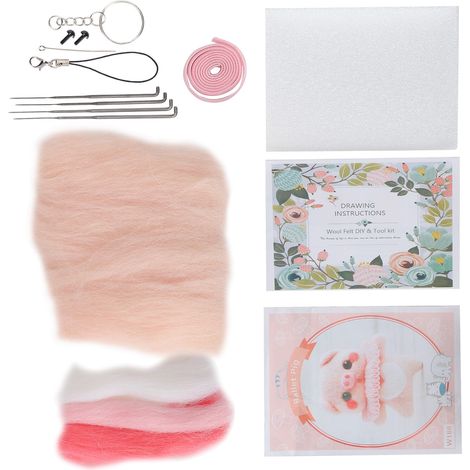 Needle Felting Kit Wool Chemical Fiber DIY Animal HandMade Toy Arts Crafts for Beginner(188 Ballet Pig ) (1/5)