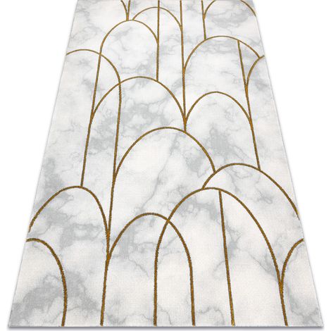 Exklusiv EMERALD Teppich 1016 glamour, stilvoll art deco Marmor creme / gold beige 160x220 cm