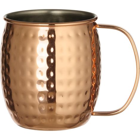 Moscow Mule Mug, 500ml, tasse pour cocktail, tasse en acier inoxydable plaqué de cuivre, finition polie, verre cuivré pour Moscow Mule, boissons froides, fête, Bar, ø97x(H)100mm