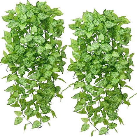 2 guirlandes de lierre artificiel suspendu, fausses feuilles de lierre grimpantes (1/5)