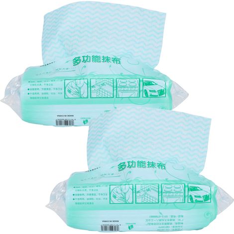 2 Paquets de Lingettes Jetables Non-Tissées pour Nettoyage de Cuisine et Vaisselle (Vert) (1/5)
