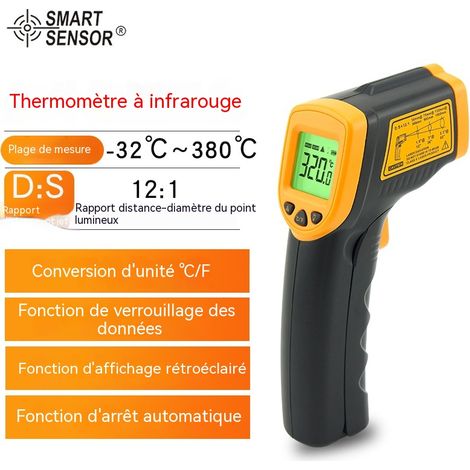 Thermomètre Laser Industriel Portable, Pistolet de Mesure de Température avec Écran LCD et Pointage Laser (1/4)
