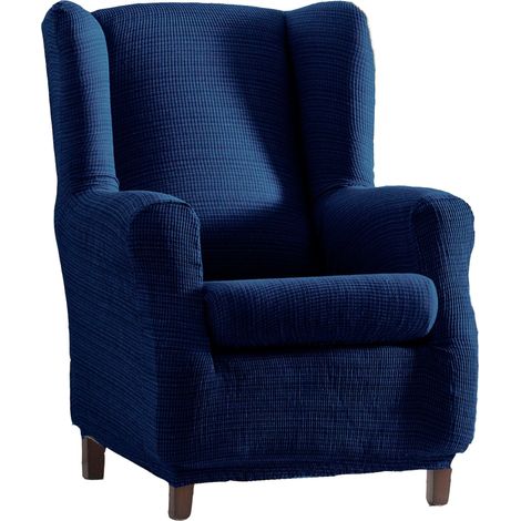 Housse de Fauteuil à Oreilles élastique en Jacquard, Respirante et résistante à l'usure, Couleur Bleue, Facile à Mettre et à enlever, Design Style tapissé
