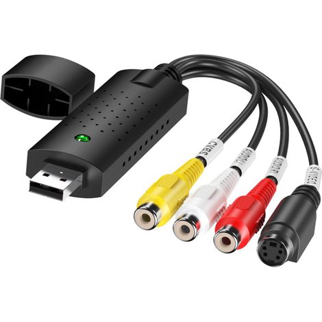 Adaptador de captura de vídeo USB 2.0 de 5 puertos fácil de usar para televisores, reproductores de DVD y grabadoras digitales dispositivo de captura de vídeo USB fácil de usar compatible con Windows 