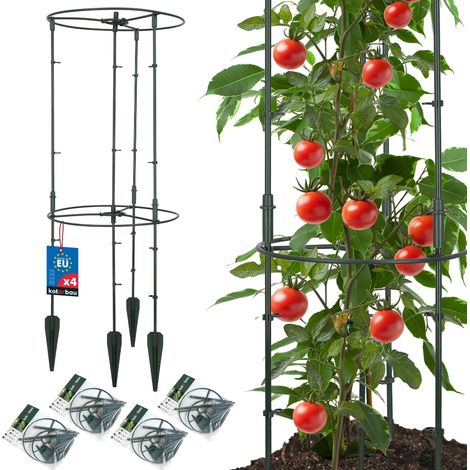 KOTARBAU® 4 pièces Tuteur Tomate, Treillis Plante Grimpante Exterieur ⌀ 35 x 80 cm, Treillis de Jardin, Tuteur Plante, Support Tomates Potager,Tuteur Potager, PVC, Vert, Carré (1/5)