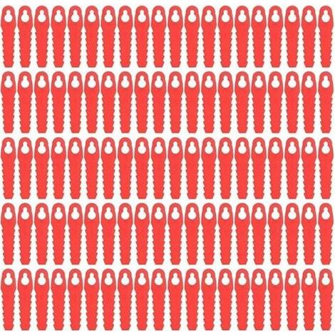 Lames De Rechange en Plastique, 100 Pièces pour Tondeuse à Gazon De Cour, Lames De Tête De Coupe De Rechange, 85Mm, Accessoires De Tondeuse à Gazon De Jardin (Rouge) (1/5)