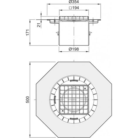 ACO Aufsatzstück AV-Selecta 194x194/L15 Kst./rutschh./GitterrostV2A/lose eingel., 9519.60.97