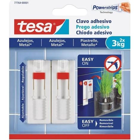 Tesa 77764 Chiodo Adesivo Regolabile Piastrelle Metallo Max 3 kg (1/10)
