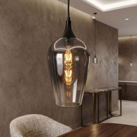 Lampada a sospensione Lampada da soggiorno Cromata Nera Vetro H 120 cm (1/5)