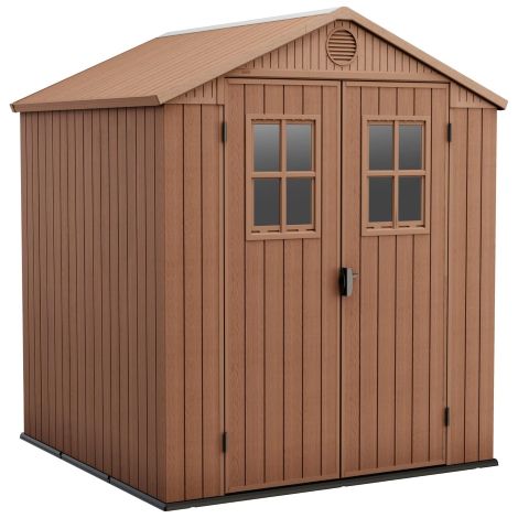 Keter – Armoire de jardin 190x183x221 cm – DARWIN – Résine effet bois avec sol – Charge maximale toit 75 kg/m2