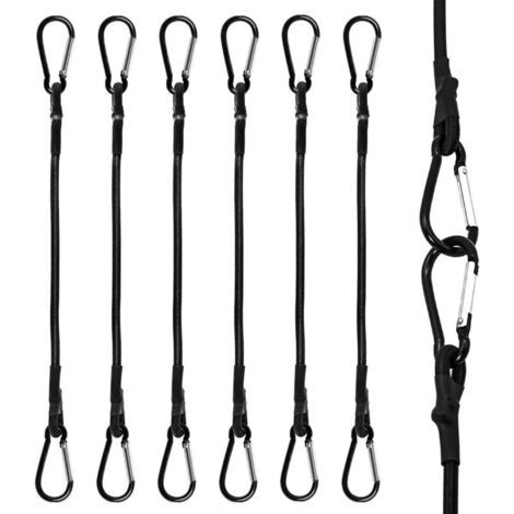 x 30cm elastic bungee cords with carabiners - for camping, tarpaulins, luggage, motorcycles