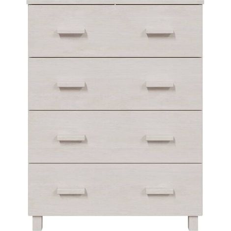 Buffet Bas Blanc en Bois Massif de Pin, Meuble de Rangement 79x40x103.5 cm pour Salon et Cuisine (1/5)