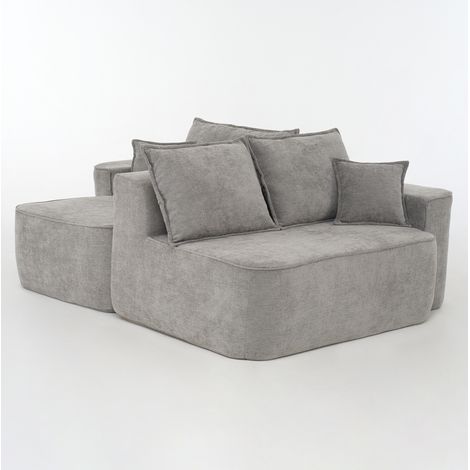Canapé d'angle en chenille grise 'Cloud Couch' L-Form 262 cm avec chaise longue, profondeur d'assise XXL, sans montage (1/5)