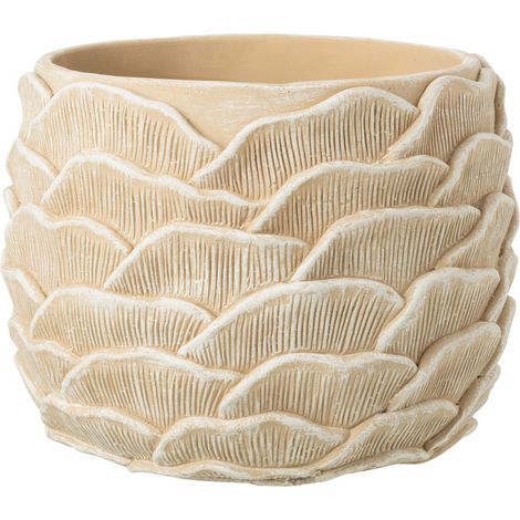 Cache-Pot Relief en Ciment "Fungo" 26cm Beige (1/4)