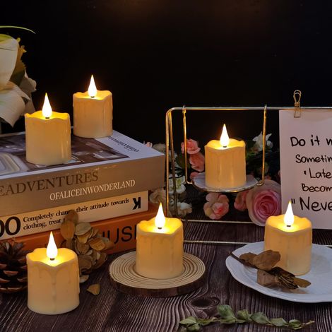 Candele LED ricaricabili, candele senza fiamma con timer remoto, impermeabili, 6 candele LED per decorazioni domestiche, Natale, matrimonio (1/4)