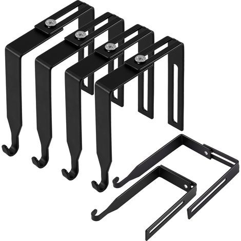 Lot de 4 crochets de porte universels réglables pour cloisons métalliques (noir) (1/5)