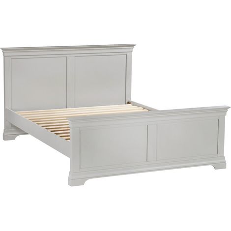 Bordeaux 4 Feet 6 Inches Bed Frame with High Foot End - L208 x W105 x H152 cm - Pebble Grey