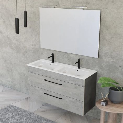 Mobile bagno sospeso 120 cm Smart grigio legno/lava con specchio (1/5)