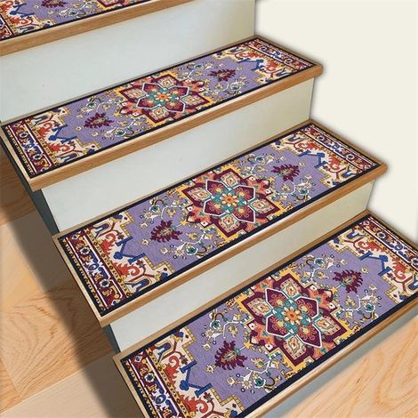 Tapis d'escalier antidérapants et amovibles 20 x 76 cm (lot de 4) - Protection optimale pour les marches d'escalier - Convient aux enfants, aux personnes âgées et aux animaux domestiques - Noir et gri (1/3)