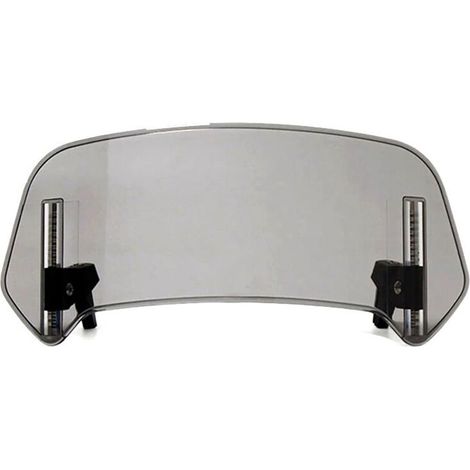 Alerón deflector ajustable gris para parabrisas de motocicleta, extensión de 36x14 cm.