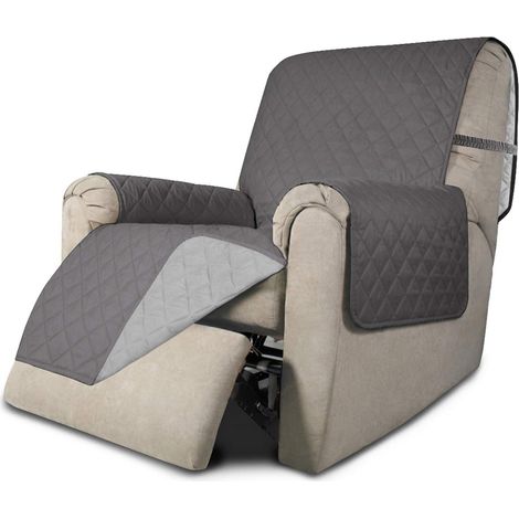 Housse de Fauteuil inclinable réversible résistante à l'eau avec Sangles élastiques pour Chien et Animal Domestique Fauteuil inclinable Gris Gris Clair (1/5)