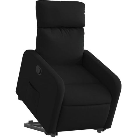 Poltrona relax TV rivestimento confortevole funzione sollevamento elettrico in tessuto nero DEC028114