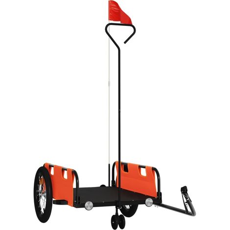 Remorque de vélo orange tissu oxford et fer (1/5)