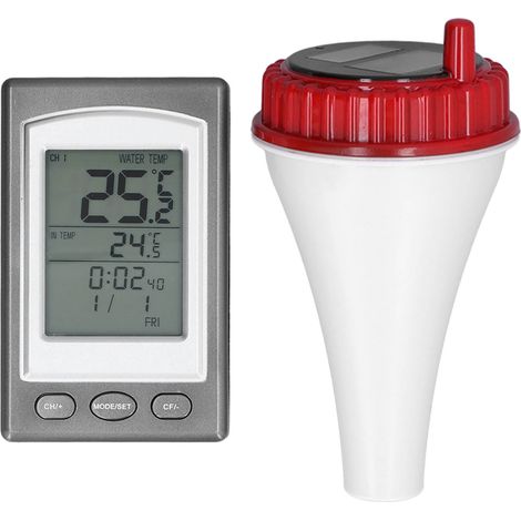 Kabelloses Poolthermometer, solarbetriebenes Schwimmthermometer mit LCD-Bildschirm (1/5)