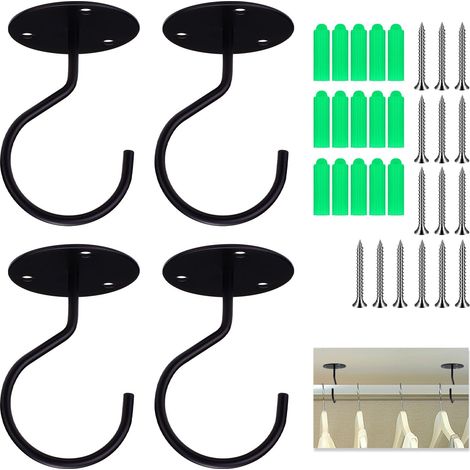 Lot de 4 supports de tringle de placard en métal robuste de 3,8 cm avec vis pour penderie, étagère, placard, tringle à rideaux de plafond (1/5)