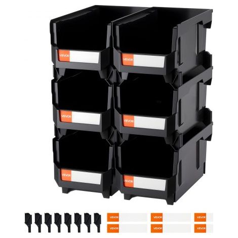 Bac à Bec Empilable Lot de 6 Bacs de Rangement Plastique - 37 (1/5)