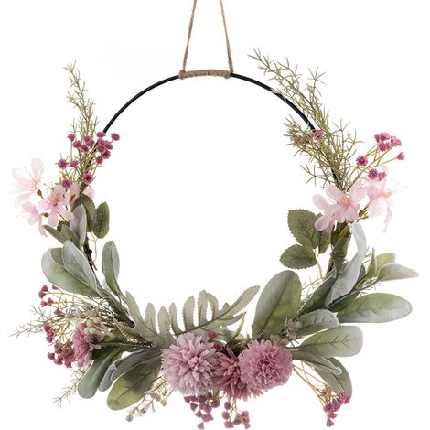 Guirlande Décorative - Couronne Artificielle en Fleurs en Soie - Pour Mariage Décoration Intérieure Extérieure - Diamètre 41 cm - 1 Pièce (1/5)