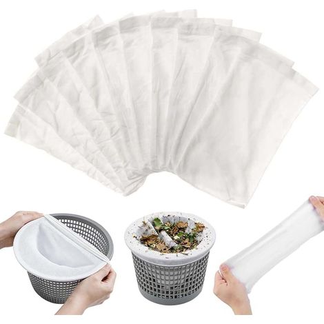 10 Pièces Chaussettes Skimmer Piscine Réutilisables, Filtre À Mailles Ultra-Fines, Chaussettes De Skimmer Pour Panier Skimmer, pour Intex Et Hors Sol - Idéales Pour Débris, Feuilles, Insectes (1/5)