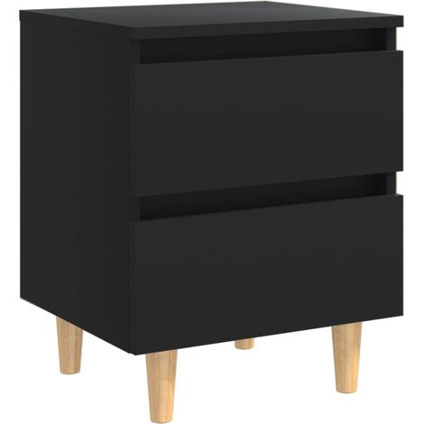 Nachttisch mit Kiefernholz-Beinen Schwarz 40x35x50 cm vidaXL