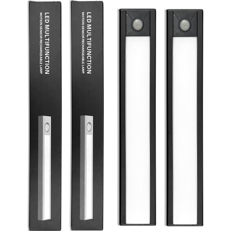 Lot de 2 lampes LED ultra-minces à détection de présence, rechargeables et magnétiques, pour sous-meuble (40 cm). Idéales pour cave à vin, armoire ou dressing.