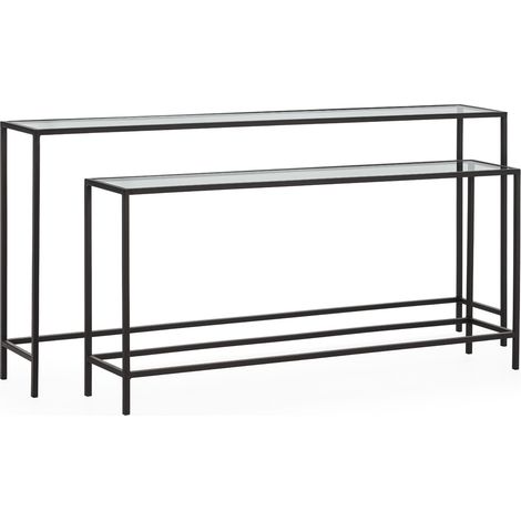 Set/2 Consola 148X24X70/122X24X56 Metal Negro/Cristal (1/3)