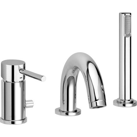 Wannenmischer mit ausziehbarer Dusche Paffoni LIGHT LIG047CR  Chrom