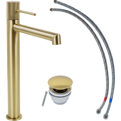 SCHÖNER WOHNEN-Kollektion Waschtischarmatur KADIA L, Wasserhahn geeignet für Aufsatzwaschbecken in Ihrem Bad, Mattgold
