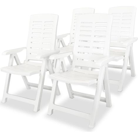 Garten-Liegestühle 4 Stk. Kunststoff Weiß