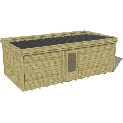 ABRI DE JARDIN bois traité 27mm, 7,4x4,3m, 32m2, Plancher