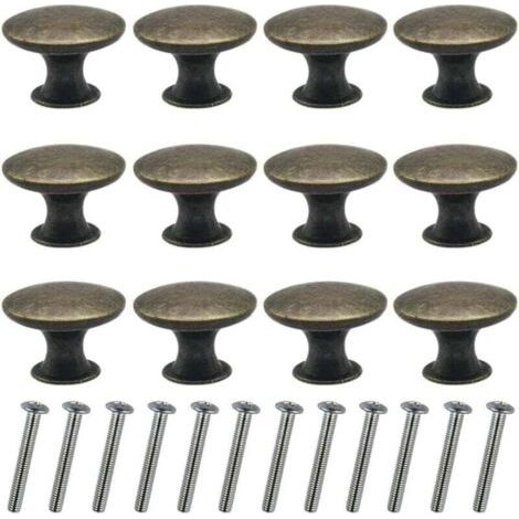 Pair ZVD-12pcs Boutons de Tiroirs Vintage 30mm, Poignées Ronde en Bronze pour Armoire et Table de Chevet (1/4)