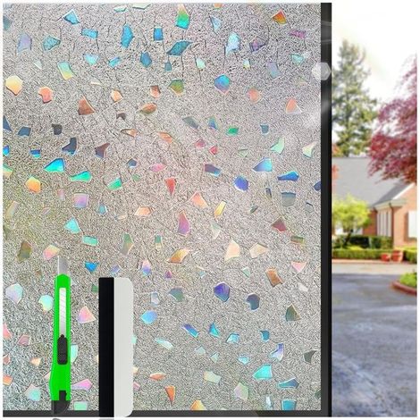 Sichtschutzfolie 44,5 x 200 cm, Regenbogeneffekt, UV-Schutz, Wärmeregulierung, statisch haftend, selbstklebend, für Wohnzimmer und Büro (1/5)