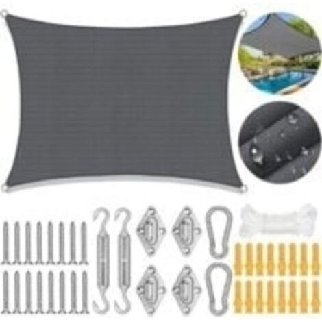 Rechteckiges, wasserdichtes Sonnensegel 3x2, 95 % UV-Schutz, reißfestes Sonnenschutzgewebe für den Außenbereich, geeignet für Terrasse, Garten, Balkon, etc. - Crezuo