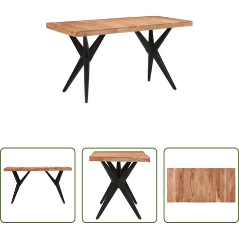 Akazienholz Tisch -  Esstisch Schwarz 140x70x76 cm Massivholz Akazie (1/5)