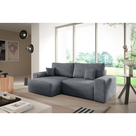 Ecksofa Schlafsofa Sofa ARONA XS in Stoff Centaur Dunkelgrau Ottomane Links