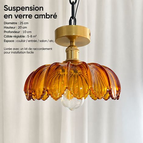 Plafonnier Rétro Vintage LED Lumière Chaude, Plafonnier Tout Cuivre Jaune Orangé 3 kg – Livraison gratuite