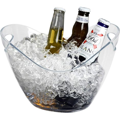 1 Seau à glace, plastique transparent, 3 litres, poignées intégrées, pour vin champagne bière, maison bar fête (1/5)