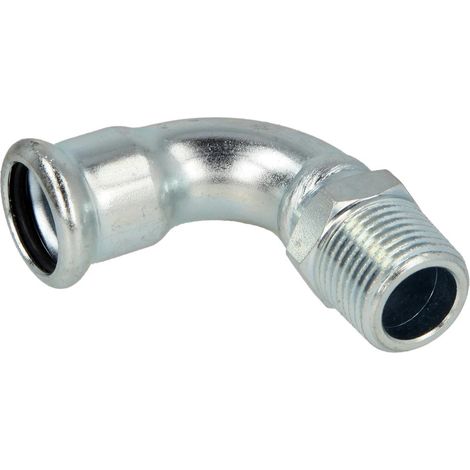 Raccord a sertir acier C Coude de transition (fem/mâle) 15 x3/8" Contour M