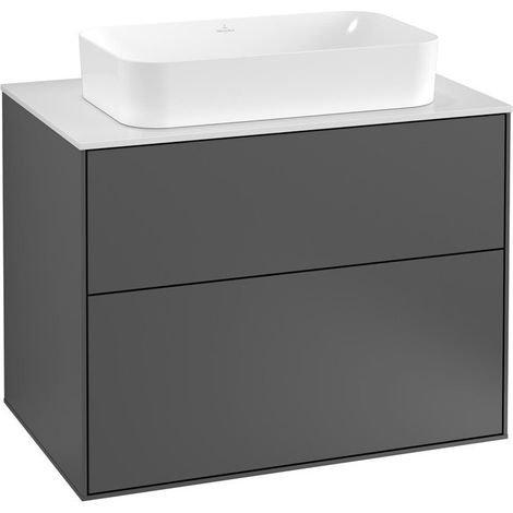 Finion, Meubles sous lavabo, 800 x 603 x 501 mm, Angulaire, sans troupour robinetterie, modèle suspendu, En bois, Glossy White Lacquer