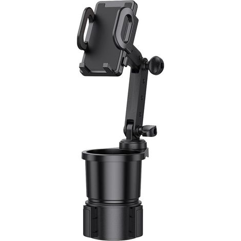 1 Piece Car Drink Holder, 360° Adjustable Base, Car Drink Holder Extender with Cell Phone Holder, 2 in 1 Multifunctional Cup Holder, Black (1/4)